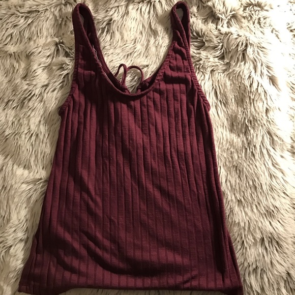 Urban Outfitters// Lace-up Burgundy Crop Top - Picture 3 of 4